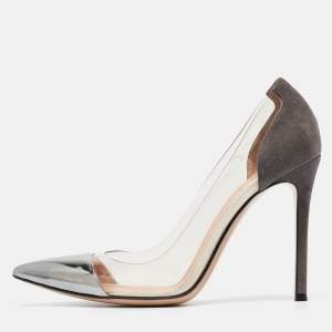 Gianvito Rossi Tricolor Suede and PVC Plexi Pumps Size 38