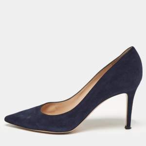 Pre Owned Gianvito Rossi Navy Blue Suede Gianvito Pumps Size 38.5