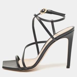 Gianvito Rossi Black Leather Ankle Strap Sandals Size 37