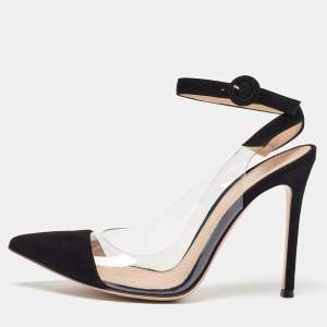 Gianvito Rossi Black PVC and Suede D'orsay Pumps Size 38