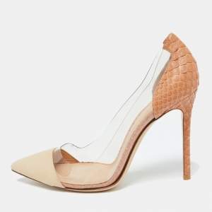 Gianvito Rossi Beige PVC, Python and Suede Plexi Pumps Size 38.5