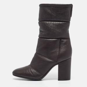 Pre Owned Gianvito Rossi Brown Leather Ankle Length Boots Size 37