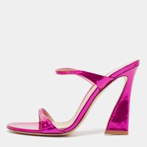 Gianvito Rossi Metallic Pink Leather Aura Sandals Size 38.5