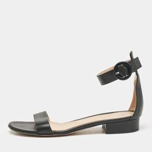 Gianvito Rossi Black Leather Portofino Flat Sandals Size 36.5