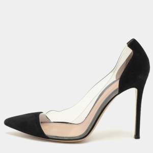 Gianvito Rossi Black PVC and Suede Plexi Pumps Size 39