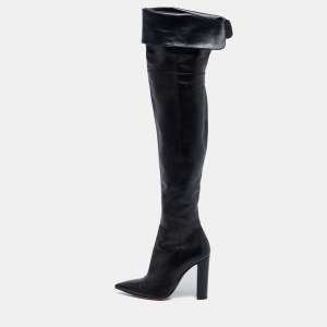 Pre Owned Gianvito Rossi Black Leather Knee Length Boots Size 37