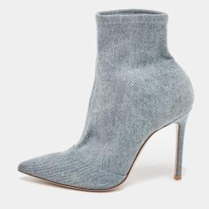 Gianvito Rossi Blue Denim Pointed Toe Ankle Length Boots Size 36.5