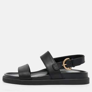 Gianvito Rossi Black Leather Bilbao Sandals Size 39