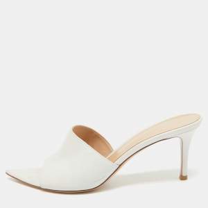 Gianvito Rossi White Leather Alise Mules Size 39