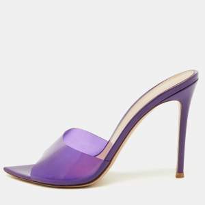 Pre Owned Gianvito Rossi Purple PVC Elle Slide Sandals Size 40