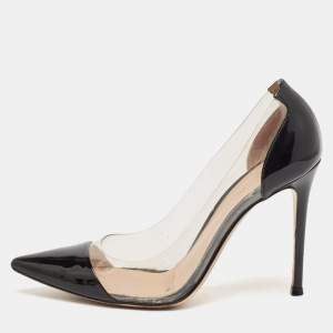 Gianvito Rossi Black Patent Leather and PVC Plexi Pumps Size 38