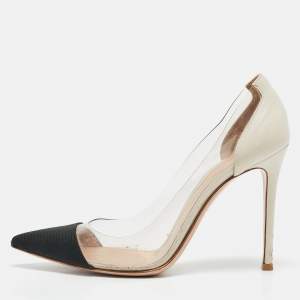 Gianvito Rossi Black/White Leather and PVC Plexi Pumps Size 39