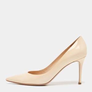 Pre Owned Gianvito Rossi Beige Patent Leather Plexi Pumps Size 42