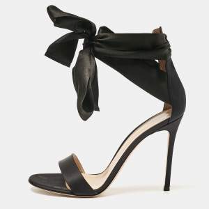 Pre Owned Gianvito Rossi Black Satin Gala Sandals Size 42