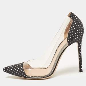 Gianvito Rossi Transparent/Blue Fabric and PVC Plexi Pumps Size 38