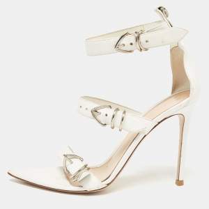 Gianvito Rossi White Leather Belted Ankle-Strap Sandals Size 39