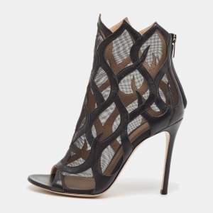 Gianvito Rossi Black Mesh Ankle Length Boots Size 38