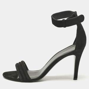 Celine Black Suede Ankle Strap Sandals Size 37.5