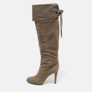 Gianvito Rossi Beige Suede Knee Length Boots Size 39