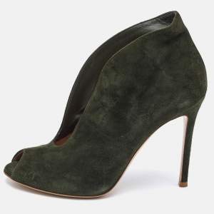 Gianvito Rossi Green Suede Vamp Boots Size 37.5