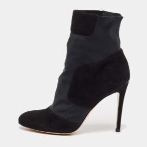 Gianvito Rossi Black Nylon and Suede Ankle Length Boots Size 37