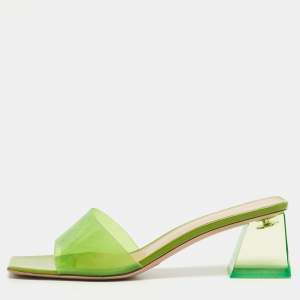 Gianvito Rossi Green PVC Cosmic Slide Sandals Size 41