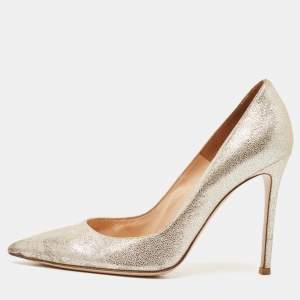 Gianvito Rossi Metallic Suede Pointed Toe Pumps Size 40