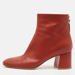Gianvito Rossi Brown Leather Round Toe Block Heel Ankle Boots Size 40