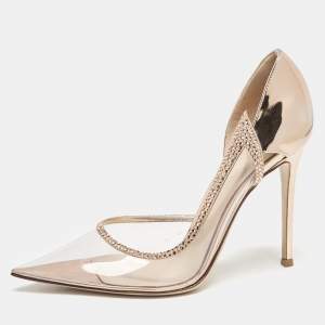 Gianvito Rossi Rose Gold Leather and PVC Leif D'orsay Pumps Size 40