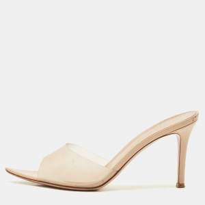 Gianvito Rossi Beige PVC Elle Slide Mules Size 38.5