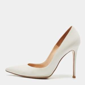 Gianvito Rossi White Leather Gianvito 105 Pointed Toe Pumps Size 39