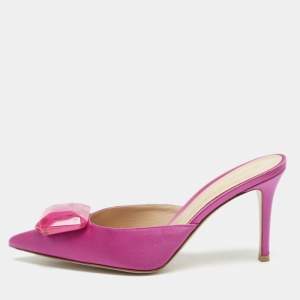 Gianvito Rossi Pink Satin Jaipur Heel Mules Size 39