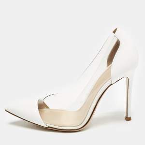 Pre Owned Gianvito Rossi White Leather and PVC Plexi Pumps Size 36