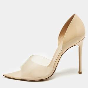 Gianvito Rossi Beige PVC and Patent Leather Bree Pumps Size 39