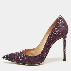 Gianvito Rossi Purple Satin Plexi Pointed Toe Pumps Size 40