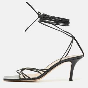 Gianvito Rossi Black Leather Sylvie Sandals Size 37.5