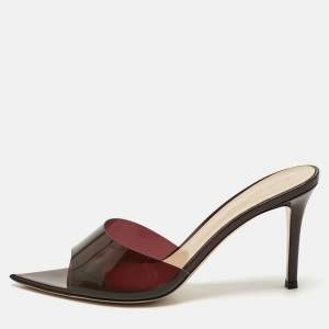 Gianvito Rossi Brown PVC Elle Slide Sandals Size 40.5