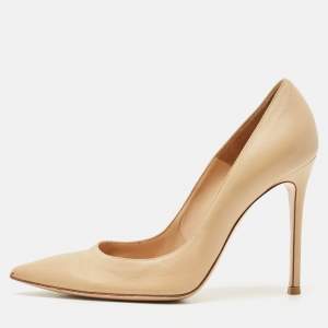 Gianvito Rossi Beige Leather Gianvito Pointed Toe Pumps Size 39
