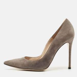 Gianvito Rossi Dark Grey Suede Gianvito Pointed Toe Pumps Size 39