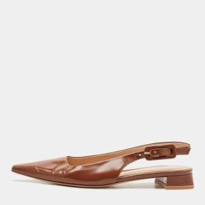 Gianvito Rossi Brown Leather Lindsay Slingback Flats Size 36.5