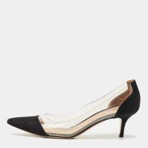 Gianvito Rossi Black/Transparent Suede and PVC Plexi Pumps Size 39