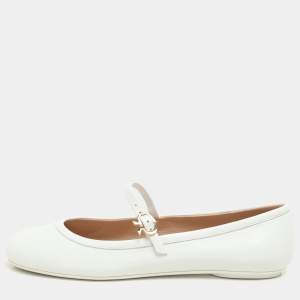 Gianvito Rossi White Leather Carla Ballet Flats Size 38