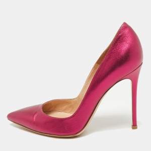 Pre Owned Gianvito Rossi Metallic Pink Leather Plexi Pumps Size 39