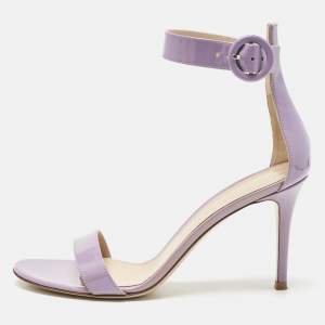 Pre Owned Gianvito Rossi Lilac Patent Leather Portofino Sandals Size 39