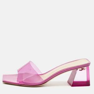 Pre Owned Gianvito Rossi Pink PVC Cosmic Slide Sandals Size 38
