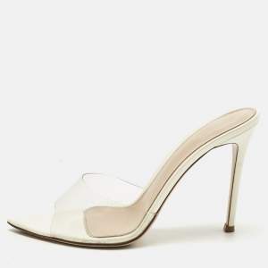 Pre Owned Gianvito Rossi Transparent/White PVC Elle Slide Sandals Size 39