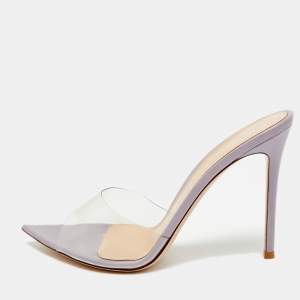 Pre Owned Gianvito Rossi Elle Size 40.5 Transparent Leather and PVC Slide Sandals