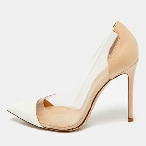 Pre Owned Gianvito Rossi Plexi Size 36.5 Tricolor Leather and PVC Pumps