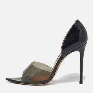 مملوكة مسبقًا Gianvito Rossi PVC bree Size 39 Transparent/Black Patent Leather and PVC Peep Toe Pumps