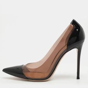 مملوكة مسبقًا Gianvito Rossi Plexi Size 42 Black Patent Leather and PVC Pointed Toe Pumps 